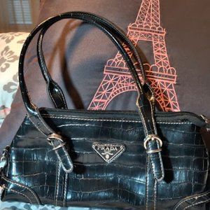 Small Black PRADA CROC EMBOSSED purse Lightly used